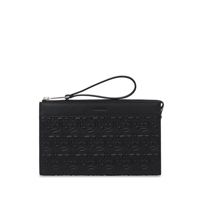 페라가모 엠보스드 로고 가죽 클러치