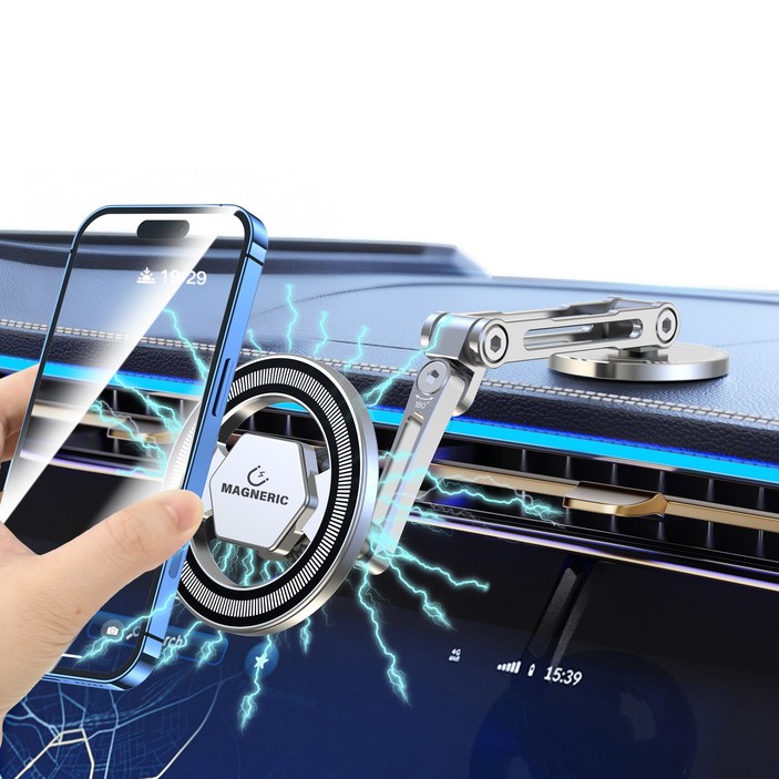매그네릭 맥세이프 거치대 차량용 핸드폰거치대 대쉬보드거치대, 실버, 1개