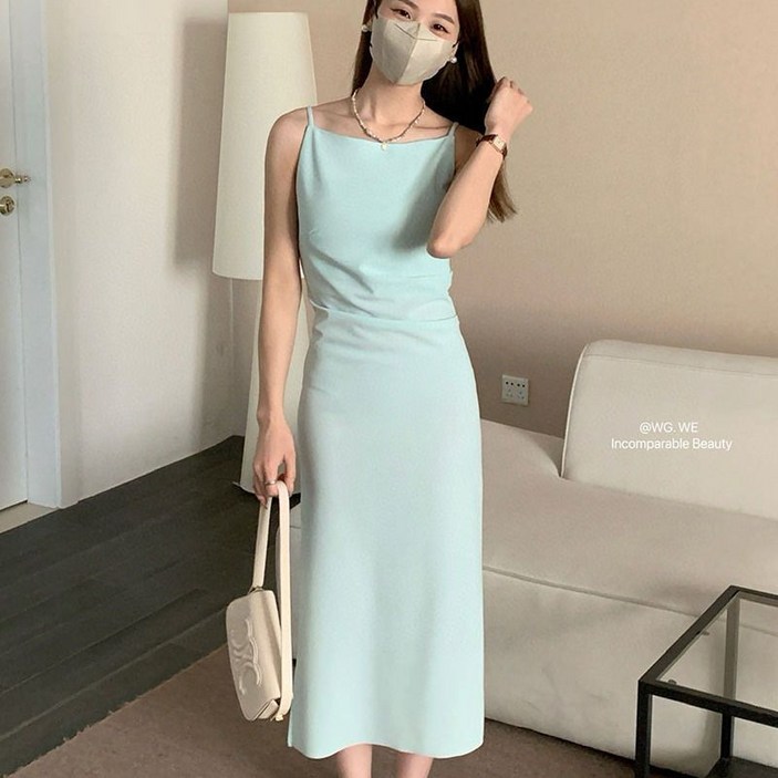 해피유통 여성  디자인 보트넥 허리 트임 원피스 jh lmy