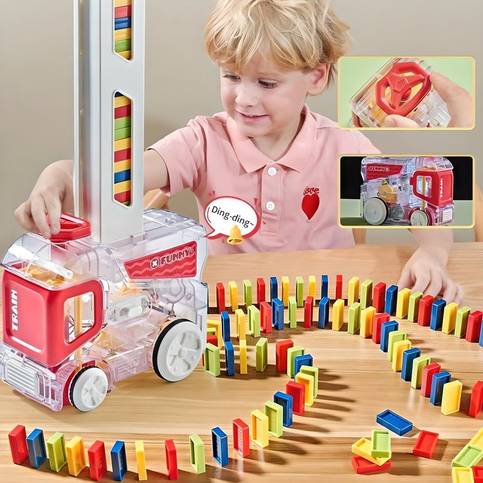 ZOZOFO 자동 도미노 기차 120p 도미노칩 유아장난감 어린이토이 생일선물 조카선물 어린이날선물집생일답례품