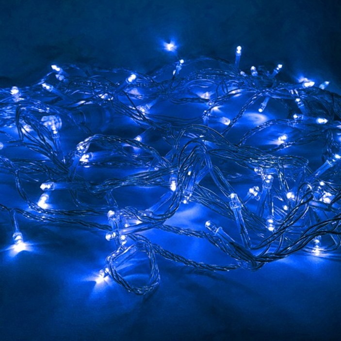 하우쎈스 선세이브[세트] 크리스마스 트리/캠핑 조명 LED 은하수 100구 투명선+전원케이블 세트, 파란색