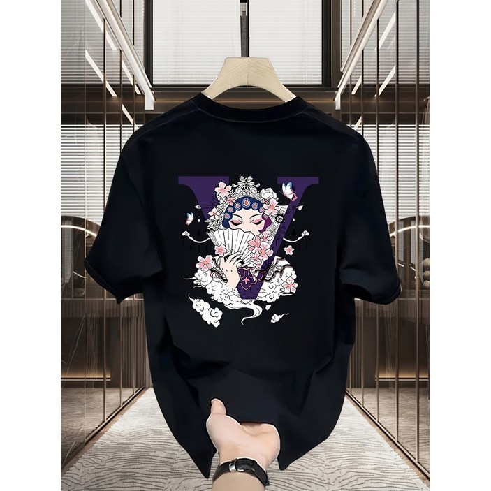 베이직 스타일 그래픽 한국식 여름 루즈한 5부 반팔 남성 상의, 패셔너블하고 미니멀한 다목적 남성 상의