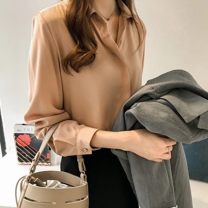봄가을 여성 루즈핏 긴팔 셔츠 블라우스