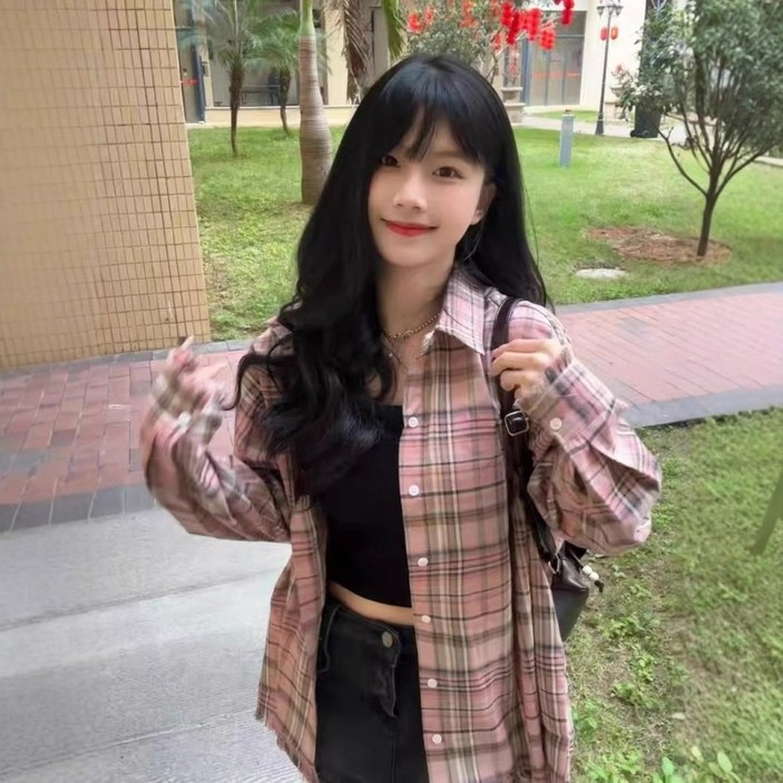 여성의류 체크셔츠 린넨셔츠 오버핏셔츠 루즈핏 가벼운 캐주얼 셔츠 착용감 좋은 여성 블라우스