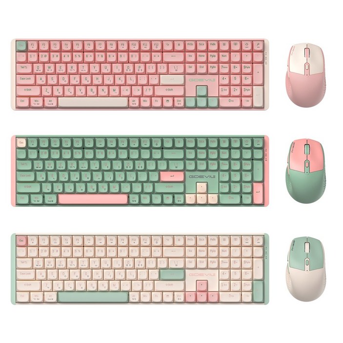 GDEVIL MK850W 저소음 무선 기계식 키보드 마우스 세트 (3컬러), 민트, 단일상품, 인체공학
