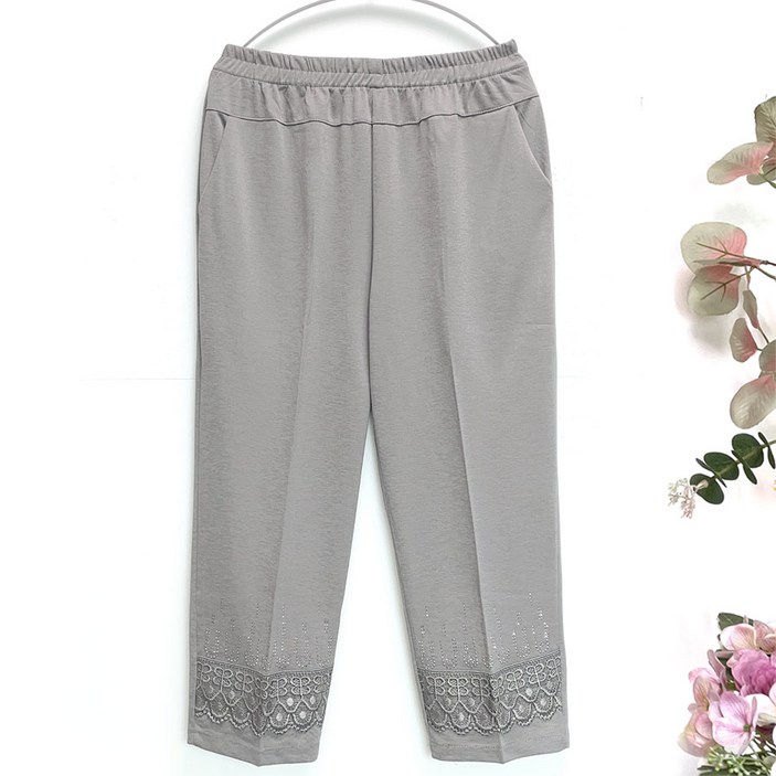 국민할매 할머니옷 여름 쿨스판 밑단 레이스 9부 밴딩바지[SH-8817] 중년 여성의류 요양원옷