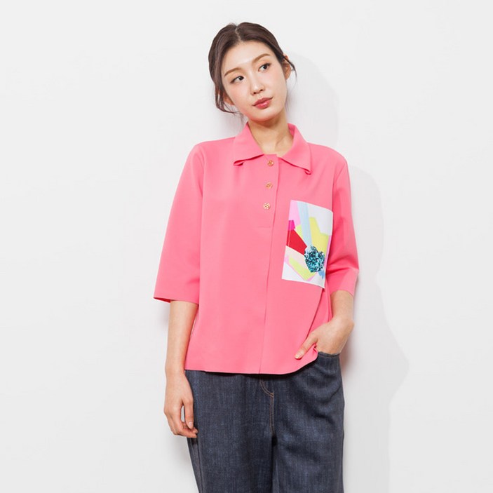 [디아스토리] 포켓 카라 셔츠 (AHSOTF03)-PINK