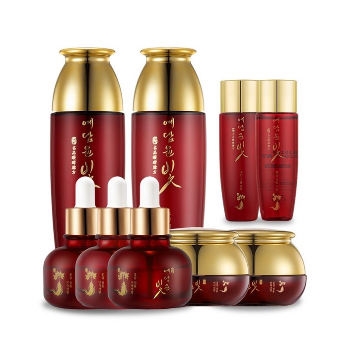 예담윤빛 홍삼 진율 7종세트 여성 기초 스킨케어세트 여자화장품 미백세럼 탄력크림 아이케어 탄력세럼 링클케어 안티에이징 기능성화장품 주름관리 피부진정 한방화장품 선물세트, 1세트