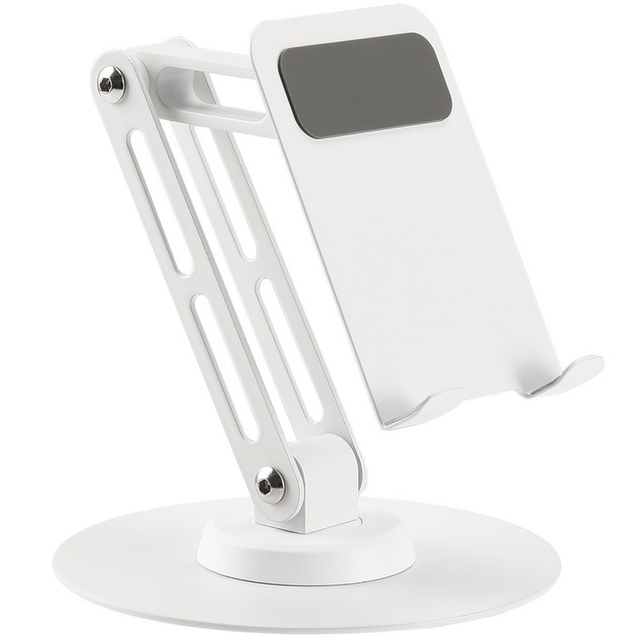 Zaxnouvi 360도 회전 알루미늄 스마트폰 홀더 접이식 태블릿 핸드폰 스탠드 거치대, 1개, 화이트