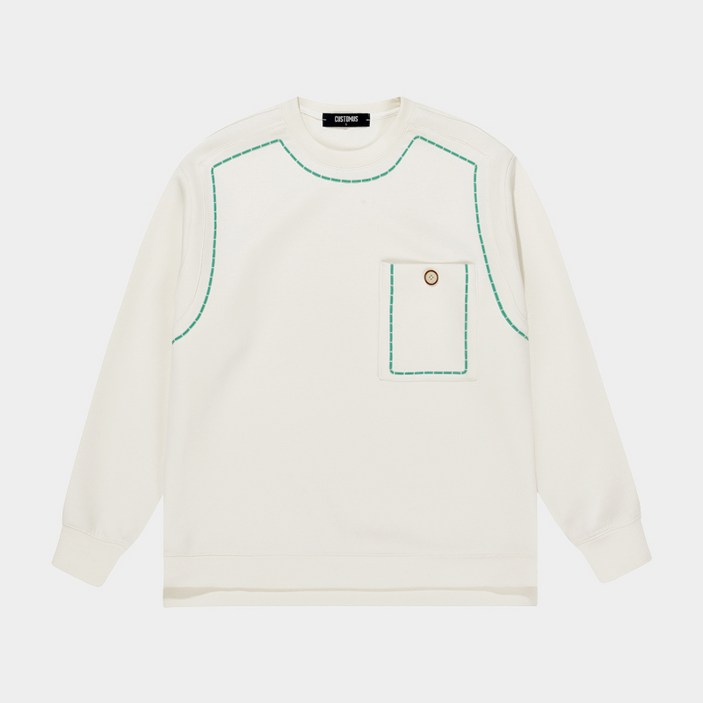 볼륨 스티치 라인 오버핏 맨투맨 티셔츠 CXS24SKMT301 IVY