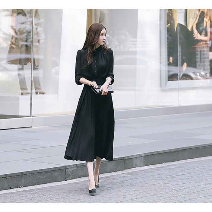 쇼핑센트럴 쉬폰 플리츠 롱원피스