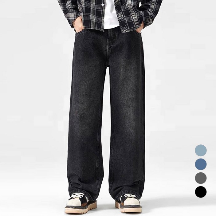맥건 남자 와이드 팬츠 라이크 워싱 밴딩 데님 청바지