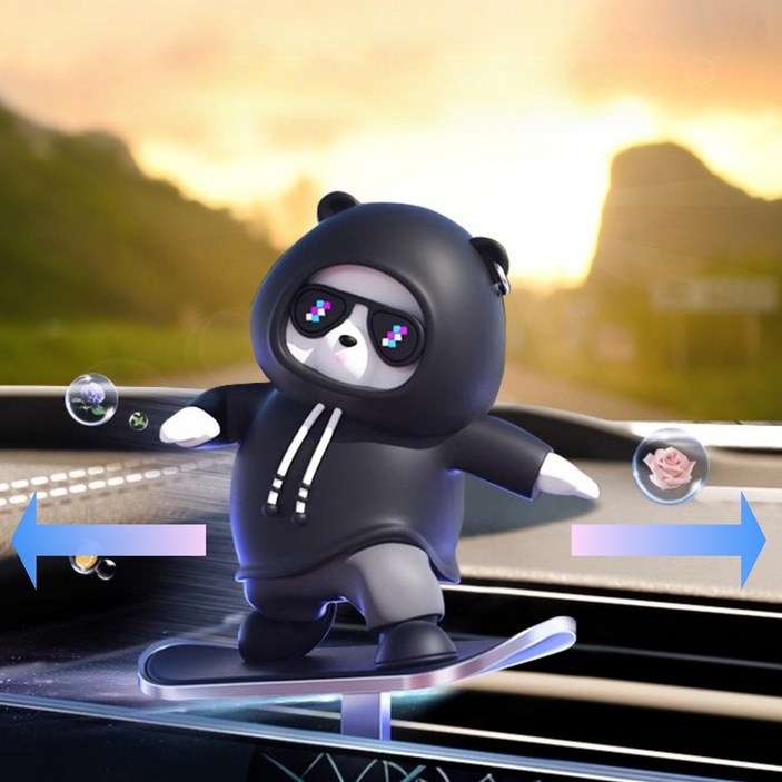 라워스 슬라이딩 곰돌이 차량용 피규어, 1개, 블랙부착형