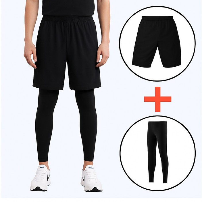 윈트리온 남자 반바지 레깅스 일체형 기능성 스포츠 투인원 1set