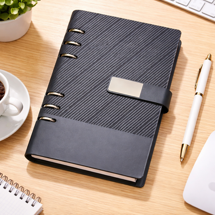 리치모어 A5 속지 내장 6공 다이어리, 1개, 그레이