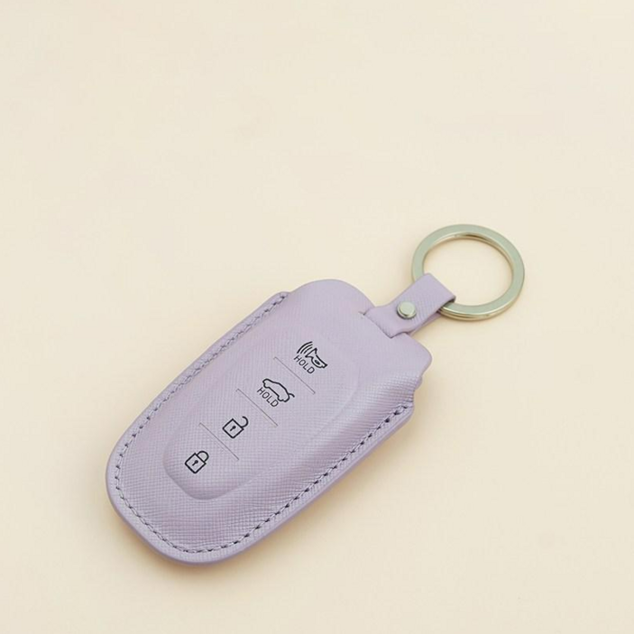 파라코리아 가죽 스마트키케이스 현대차용 더뉴그랜저 싼타페 쏘나타 올뉴투산 넥쏘등사피아노무늬캐비어무늬, 파스텔라벤더, 단일상품