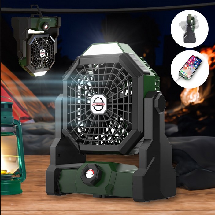 루트나인 고출력 BLDC 캠핑 탁상용 무선 선풍기, 그린, RNX3 일반형