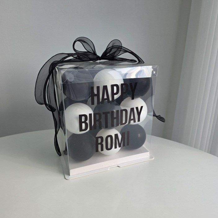이벤트홀릭 DIY 벌룬박스 자유레터링 생일풍선파티용품, 1개, 05.블랙화이트