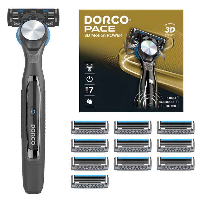 도루코 페이스 3D 모션파워 면도기 세트, 면도기 핸들 + 면도날 11p, 1세트