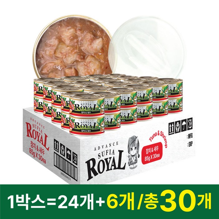 어드밴스 로얄 수피아 7종 85g x 60개입 고양이 캔 길냥이 통조림 간식, 85g, 수피아 참치&새우
