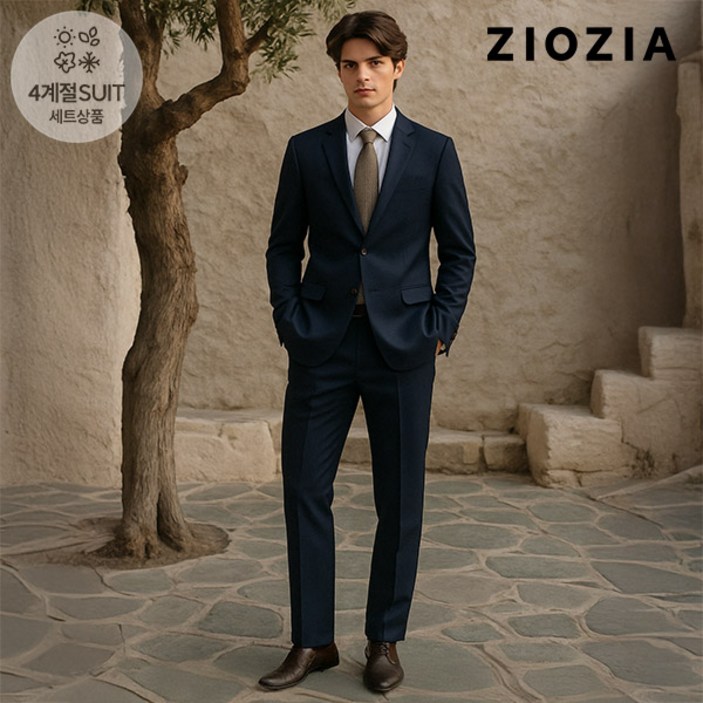 [지오지아]트윌조직 네이비 데일리 정장세트 (ABD5SB1401_ABD5SP1401_DNV)