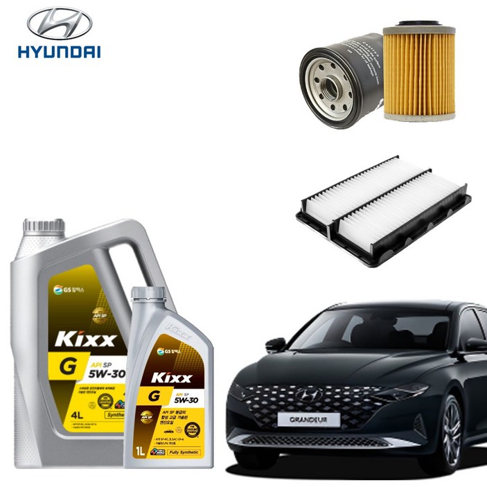 그랜저IG 2.4 가솔린 LPI 하이브리드 엔진오일세트 킥스G 에어필터 오일필터 순정 호환형, 5L, 5w30, 1세트