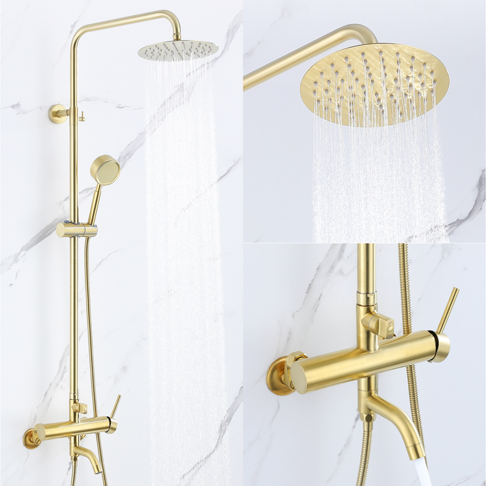 준앤코 SRS 스테인리스 해바라기 샤워기 세트 샤워수전, 1개, 골드