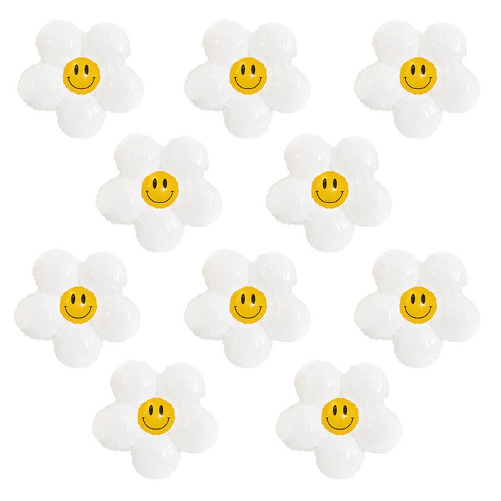 파티아일랜드 스마일 데이지 호일 풍선 소형 10P 꽃 풍선 어린이집 데이지꽃 이벤트, 10P, 스마일 데이지 호일 풍선 소형