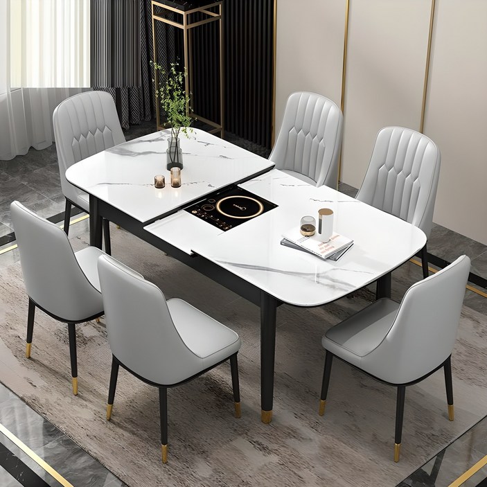 대리석식탁 확장형 인덕션식탁 6인용세라믹식탁 접이식테이블 이케아