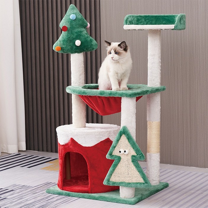 하루꿈 대형 캣타워 다묘 가정 고양이 놀이터 해먹 포함 복층 안전한 숨숨집 캣타워
