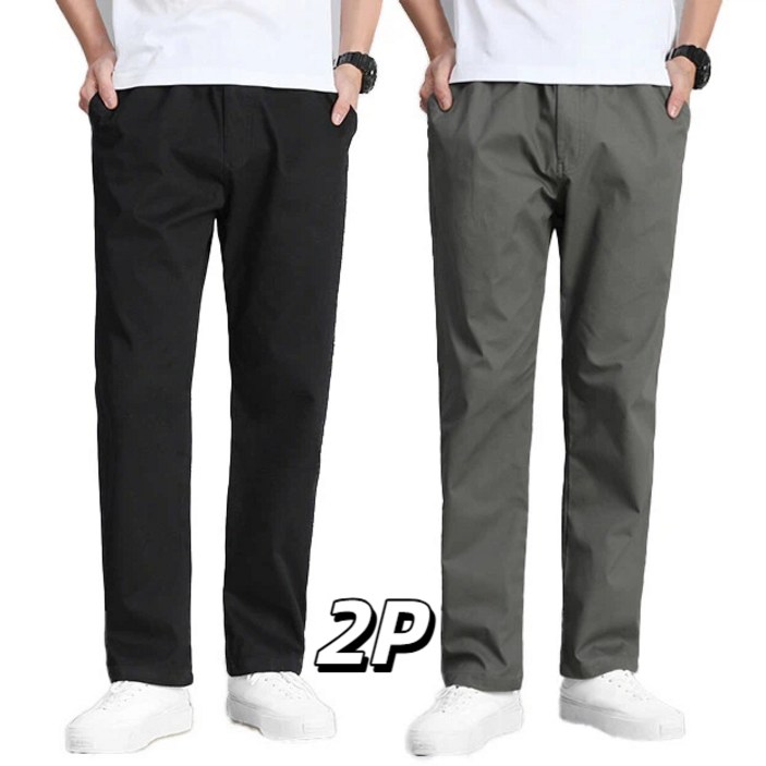 1+1 남자 카고 캐주얼 바지 100%면 밴딩슬랙스 팬츠 Tanlz-2223