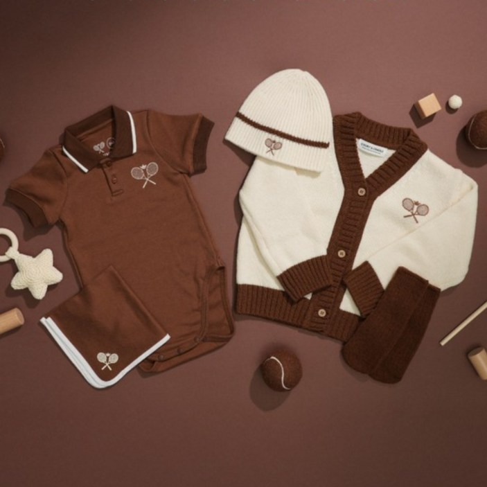 코트앤크래들 프리미엄 베이비 테니스룩 바디수트 가디건 5종 선물세트