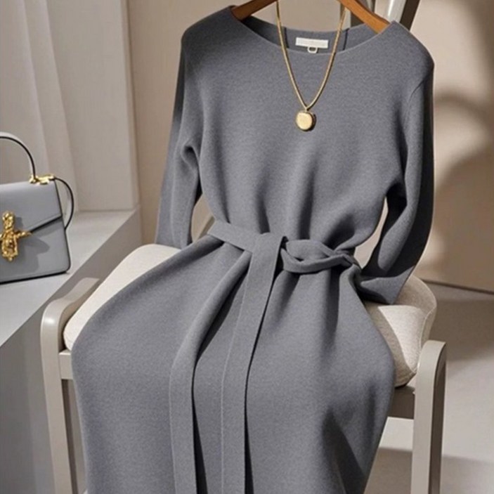 빌리즈빈 여성 고급 니트 라운드 롱 원피스 51122