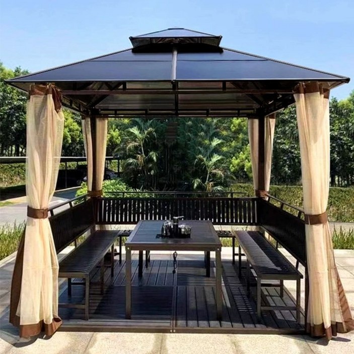 정자 3x4m 3.5x3.5m 3.5x4.5m 파고라 테라스, 3x4m 캐노피3면 테이블테이블