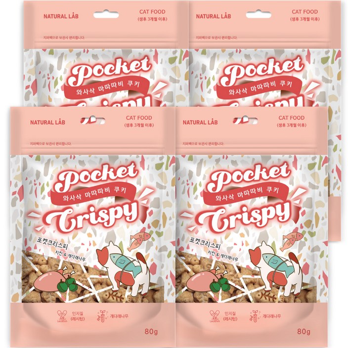 굿데이 고양이 포켓 크리스피 간식 비스킷, 치킨 개다래나무 혼합맛, 80g, 4개 굿데이 고양이 포켓 크리스피 간식 비스킷, 치킨 개다래나무 혼합맛, 80g, 4개
