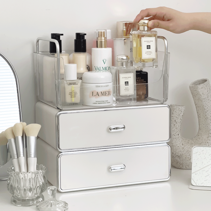 데미무드 뷰티스택 화장품 정리함 향수 진열대, 화이트, 1개