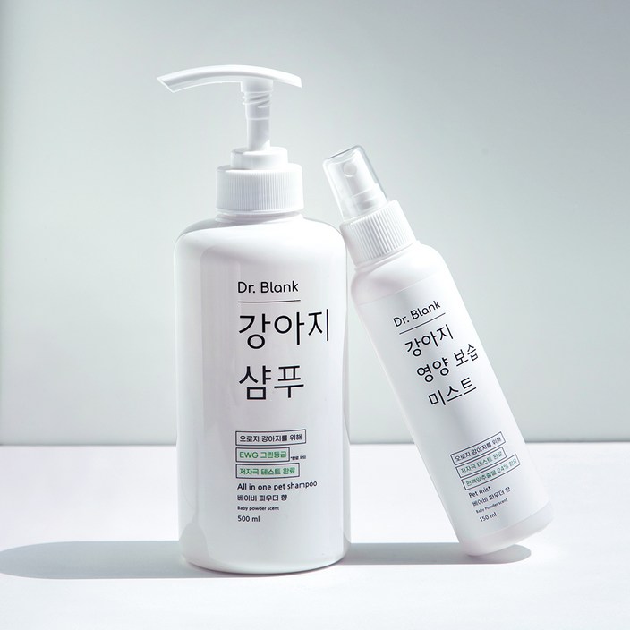 닥터블랭크 반려견 저자극 샴푸 500ml  미스트 150ml 세트 플럼레인향, 1세트