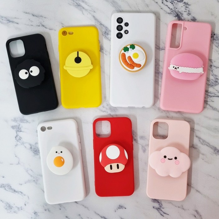 사은품/갤럭시 A14 A54 와이드6 A23 A33 A32 캐릭터 핑거 그립톡 귀여운 핸드폰 거치대 단색 슬림 실리콘 젤리 케이스