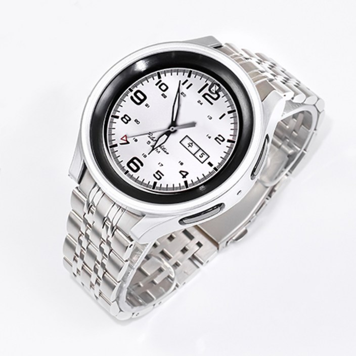 타임스토리 갤럭시워치5 4 호환 7선 날개형 메탈 스트랩, 실버