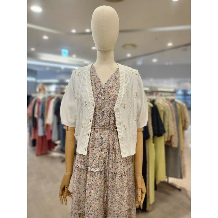 써스데이아일랜드 플라워 자수 반팔가디건 T244MCD236W