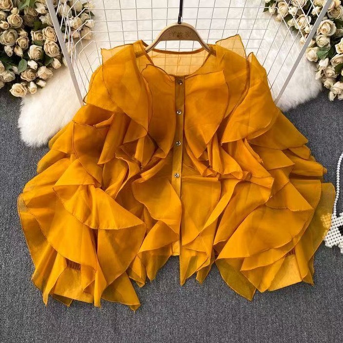 화려한 연보라색 블라우스 셔츠 여성 무대 공연 의상 JoYouth