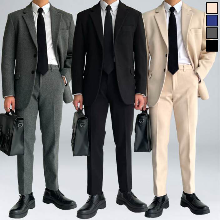 남자 겨울 울 캐시미어 정장 세트 빅사이즈 S-2XL 4컬러 (3355)