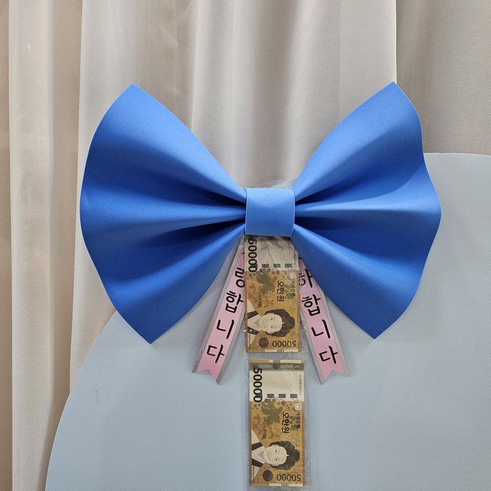 기념일 부모님 신랑 생일 돈봉투 현관문 이벤트 문구 리본, 1개, 파랑