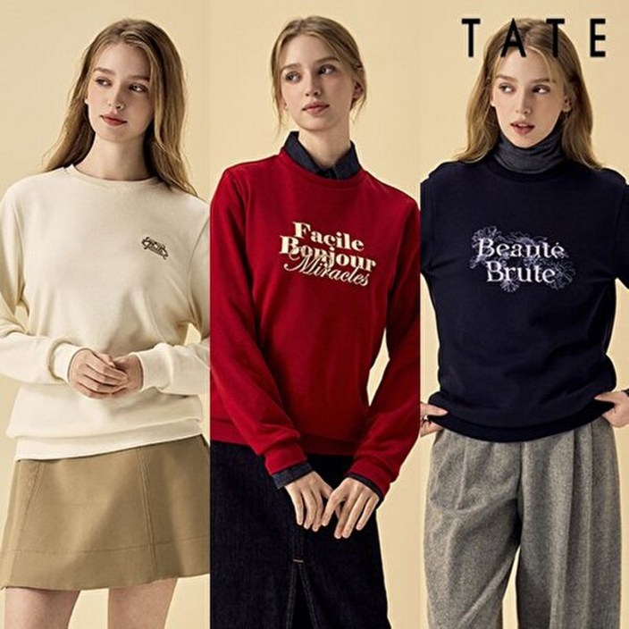 테이트 25FW 여성 아트웍 기모 스웻 티셔츠 3종