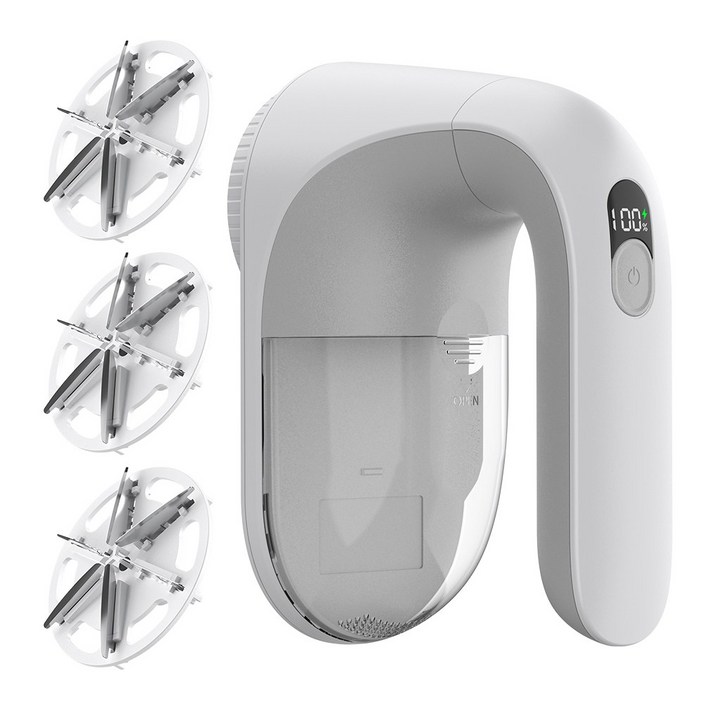SmartGo 프리미엄 보풀제거기 휴대용 충전식 6중날 대용량 세탁소용 강력한 보풀제거기, 화이트
