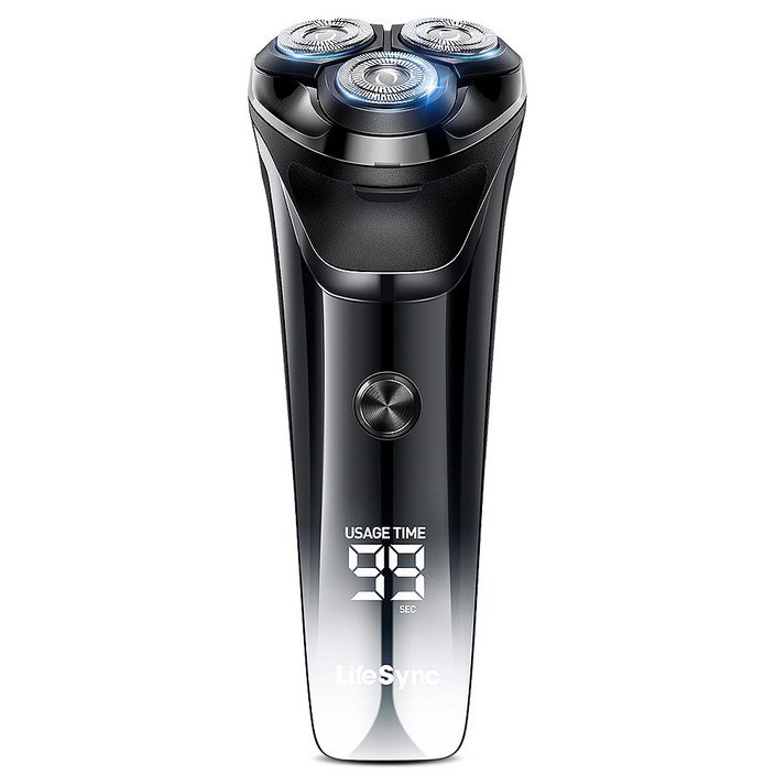 LifeSync 남자 전기면도기 3헤드 생활방수 건식 습식 면도 트리머 포함 FK373