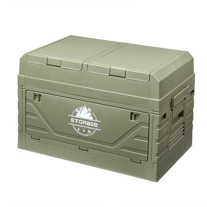 캠핑 정리함 2종 상판 테이블 수납박스 트렁크 보관함, 1개, 1단, 그린(수납형)