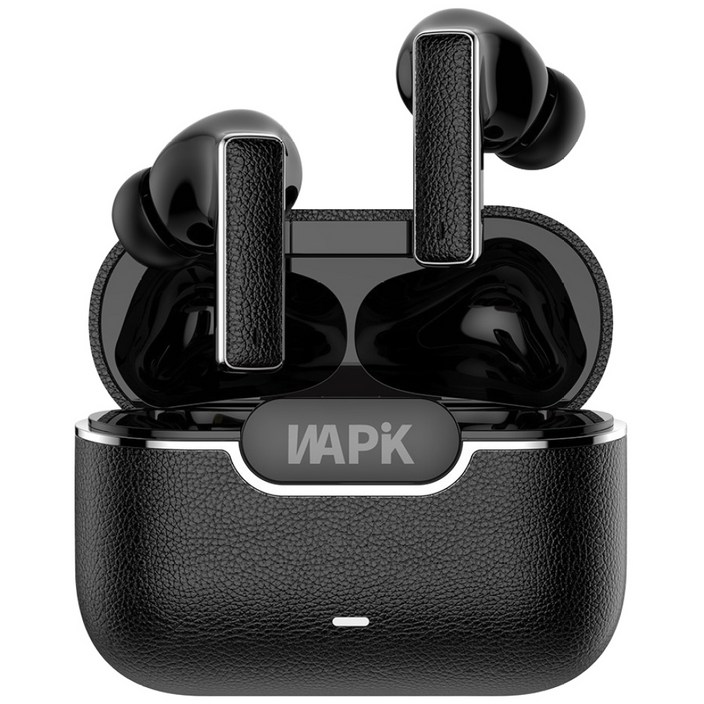 와피크 커널형 무선 블루투스 이어폰 RS6 노이즈캔슬링 c타입 AI인공지능, 블랙