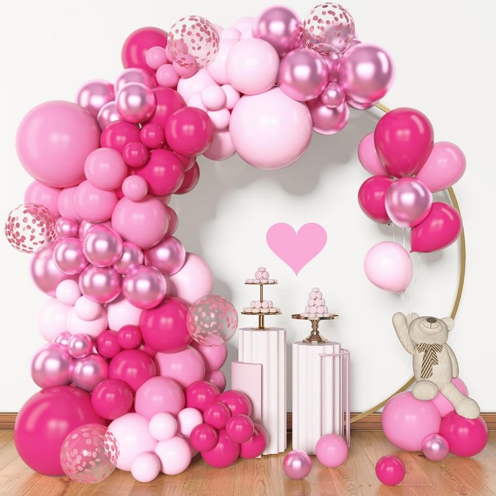 CEUQIESO 131개 핑크 풍선 30cm 45cm 25cm 공주 웨딩 베이비 샤워 파티 장식용 핑크 풍선 생일 풍선 CEUQIESO 131개 핑크 풍선 30cm 45cm 25cm 공주 웨딩 베이비 샤워 파티 장식용 핑크 풍선 생일 풍선