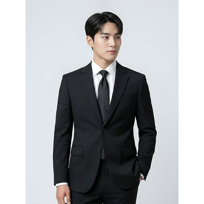 BY파크랜드 by파크랜드 블랙 폴리 혼방 스트레치 수트 셋업A5SS2310407AA5PS2310373A